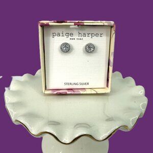 Paige Harper Giftable Sterling Silver Flat Round CZ Earrings